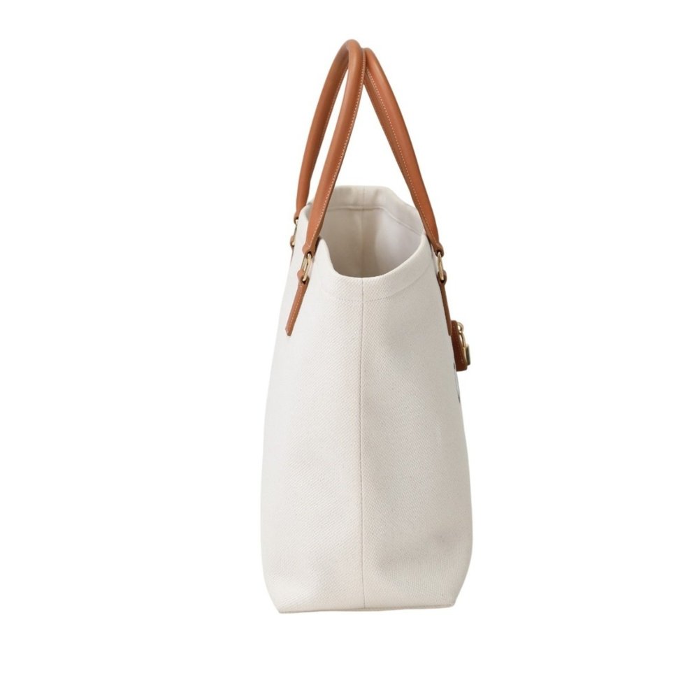 Celine Horizontal Cabas Canvas Tote Bag 190062BNZ White - Picture 4 of 16